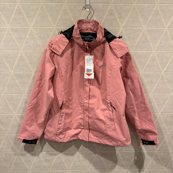OTU Women's Waterproof Rain Jacket Lightweight Hooded Raincoat for Hiking Pink M - Picture 8 of 16